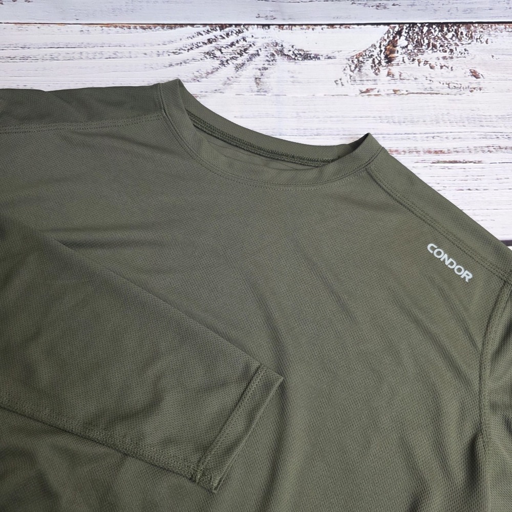 Condor Mens Large Army Green Long Sleeve Base Layer‎ Shirt Polyester Charcoal